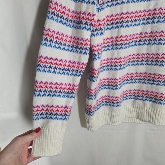 Talbots Wave Jacquard Crewneck Sweater Multicolor XL Petite Kidcore Preppy - Picture 3 of 8